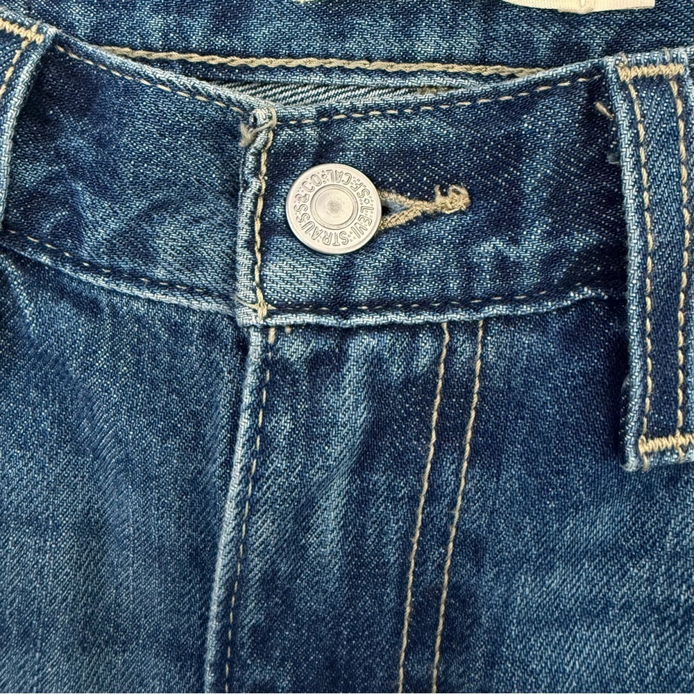 Levi's Blue Ripped Straight Leg Jeans - Picture 6 of 16